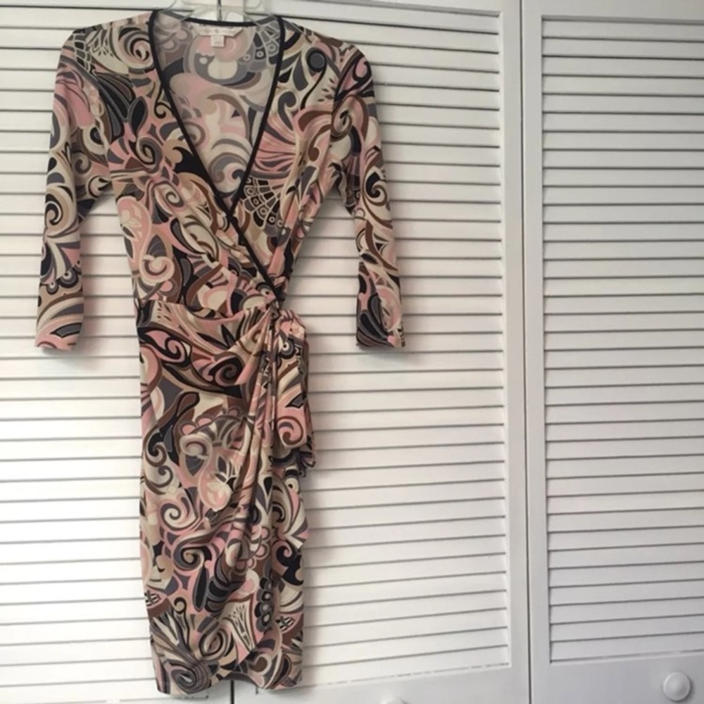 Boston Proper Printed Wrap Dress Size 2